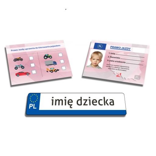 Tablice rejestracyjne z imieniem Laminowane + Prawo Jazdy