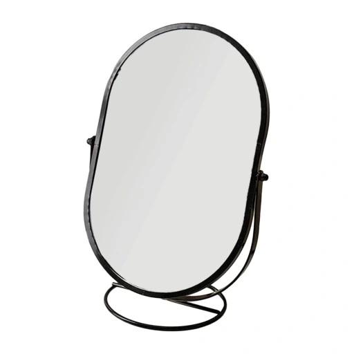 Desktop Stand Mirror Vanity Round Mirror Modern Freestanding Dressing Black