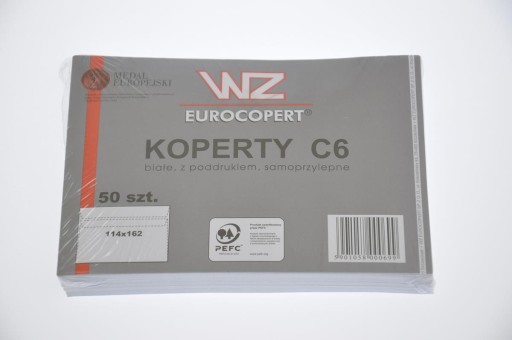 SAMOKLEJĄCE KOPERTY białe C6 WZ EUROCOPERT papierowe KOPERTY BIUROWE duże