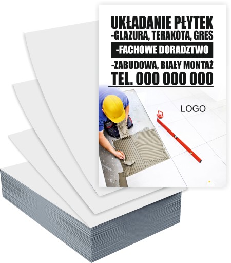 Ulotki A6 100 szt firmowe reklamowe UKŁADANIE PŁYTEK + PROJEKT GRATIS