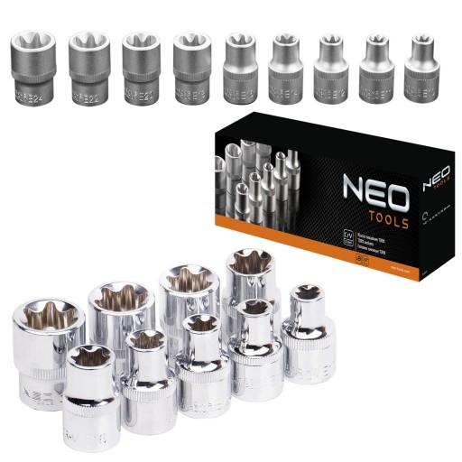 NEO KLUCZE NASADOWE TORX 9 SZT. E10 - E24 08-649