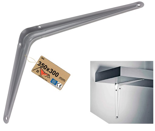 UCHWYT WSPORNIK KĄTOWNIK PODPÓRKA PÓŁKĘ DO PÓŁKI SZARY METALOWY 350x300 MM