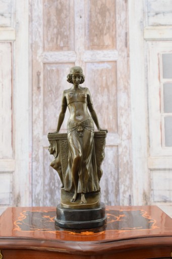 EGIPSKA TANCERKA SFINKS FIGURA Z BRĄZU RZEŹBA SYGN