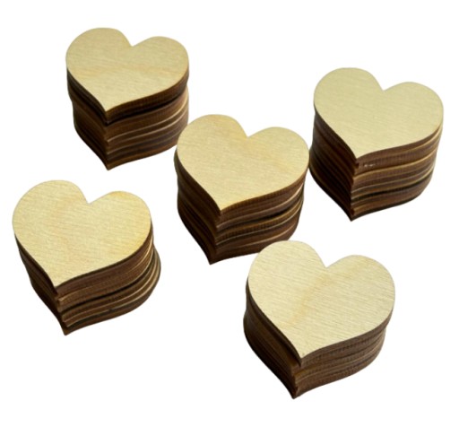 SERCE 4 cm Serca Serduszka drewniane 4cm sklejka 50 sztuk