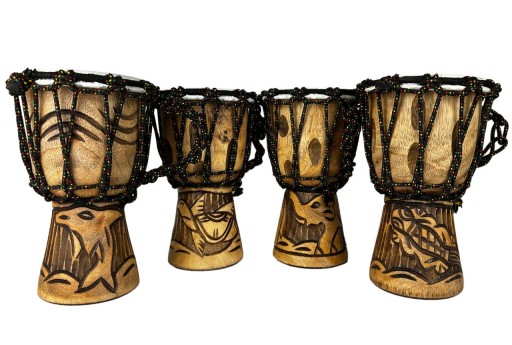 Bęben bębenek djembe wys. 20cm RZEŹBIONY 4 WZORY