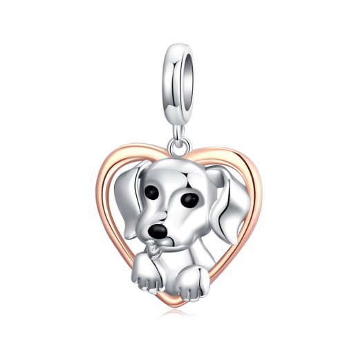 Charms MIŁOŚĆ SZCZENIAKA SERCE do bransoletek S925