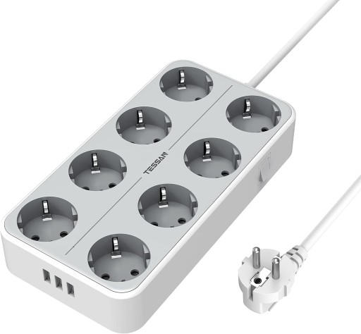 Listwa zasilająca Tessan 20156 8 gniazd 3 USB