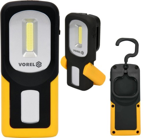 LAMPA RĘCZNA OBROTOWA COB LED 3W AKUMULATOROWA