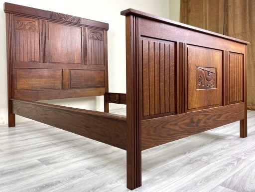 STYLOWE DĘBOWE ŁÓŻKO SYPIALNIA ART DECO SECESJA FRANCJA LITY DĄB G06