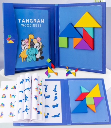 TANGRAM DREWNIANA UKŁADANKA KLOCKI MAGNETYCZNE