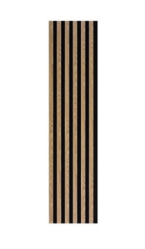 panel lamelowy MDF na filcu akustyczny 30x270cm jasny dąb lamele czrny