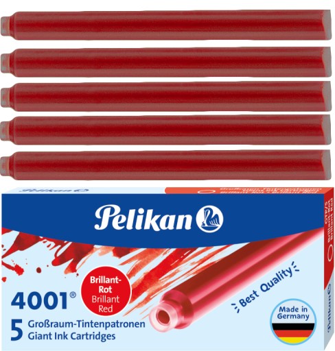 NABOJE PELIKAN DO PIÓR DŁUGIE 5szt GTP/5 CZERWONE