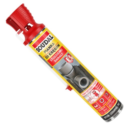 PIANKA DO KRĘGÓW KANAŁÓW STUDZIENEK WODOSZCZELNA PIANA WĘŻYK 750 ml SOUDAL