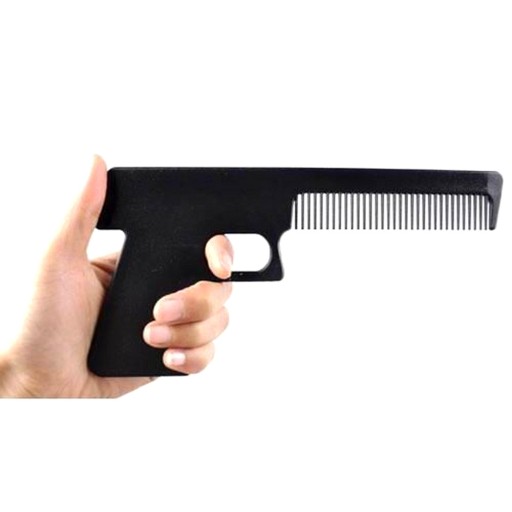 GRZEBIEŃ TWARDZIELA - czarny PISTOLET - GRZEBYK dla HARDKOROWEGO KILLERA