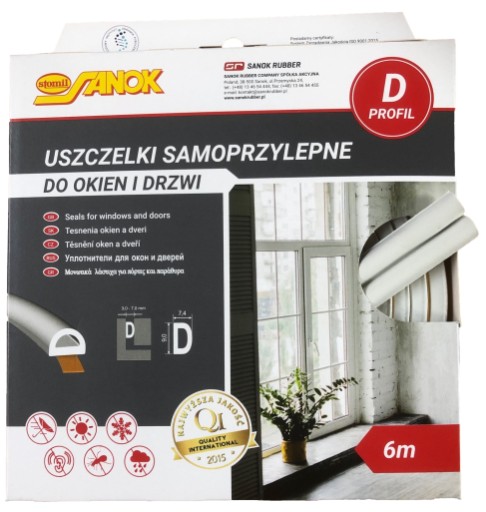 Uszczelka samoprzylepna do okien drzwi D BIAŁA 6m