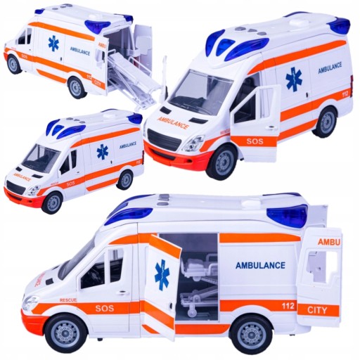 Ambulans Karetka Pogotowia Samochód Van Auto Zabawka z Dźwiękami i Noszami