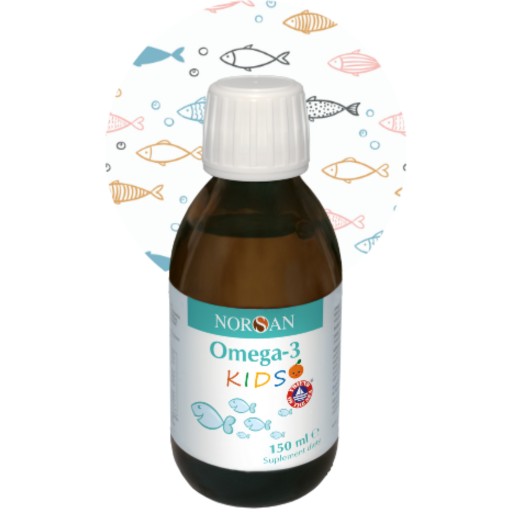 Naturalny olej omega-3 kids dla dzieci Norsan -150 ml-pomarańczowy