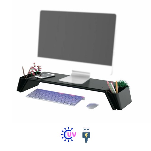 Podstawka pod monitor do biurka z pojemnikami