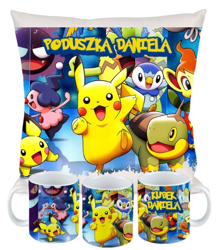 ZESTAW PODUSZKA KUBEK POKEMON PIKACHU PREZENT