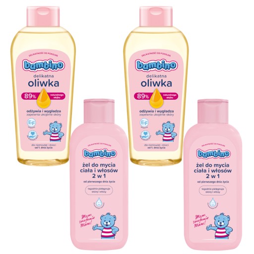 BAMBINO Żel do kąpieli + oliwka dla dzieci 4 szt