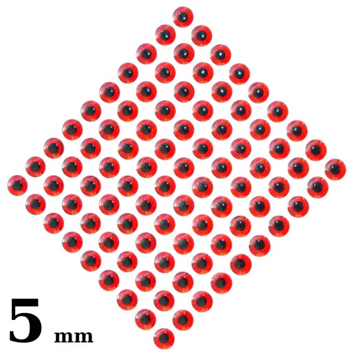 100 x OCZY DO PRZYNĘT SZTUCZNYCH 3D 5mm CZERWONE
