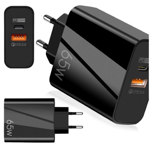 GaN SZYBKA ŁADOWARKA USB-C PD USB-A QC 65W