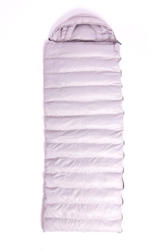 Śpiwór puchowy z kapturem - kołdra, szary EASYQUILT - puch kaczy