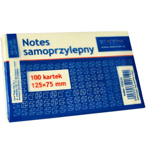 NOTES SAMOPRZYLEPNY karteczki 125x75 mm 100 KARTEK