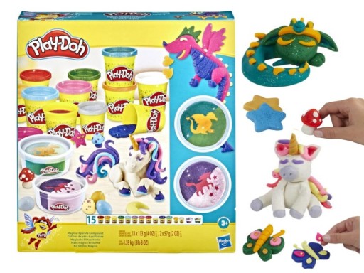 PLAY DOH CIASTOLINA ZESTAW MAGICZNY BLASK 15 błyszczących tub aż 1,59 kg