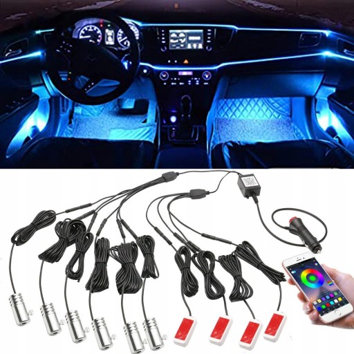 10 in 1 Światłowód LED RGB Ambient ZAROWKA 10x