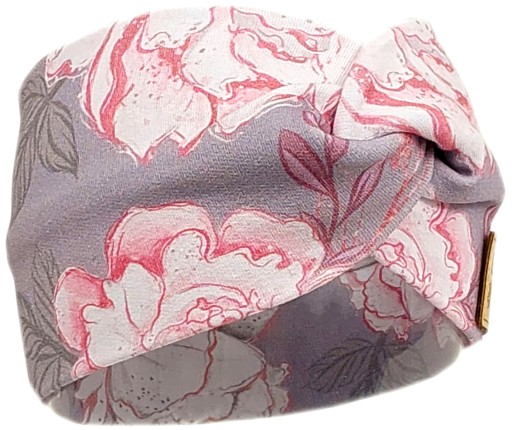 OPASKA NIEMOWLĘCA NA GŁOWĘ USZY DLA DZIEWCZYNKI 34-38cm RETRO ROSES