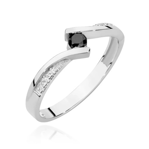 Pierścionek BC-008 czarny brylant białe złoto 585