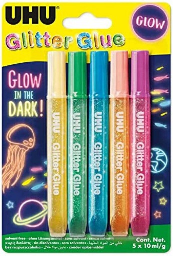 UHU Glitter 5x10ml Świecące w ciemności 2102