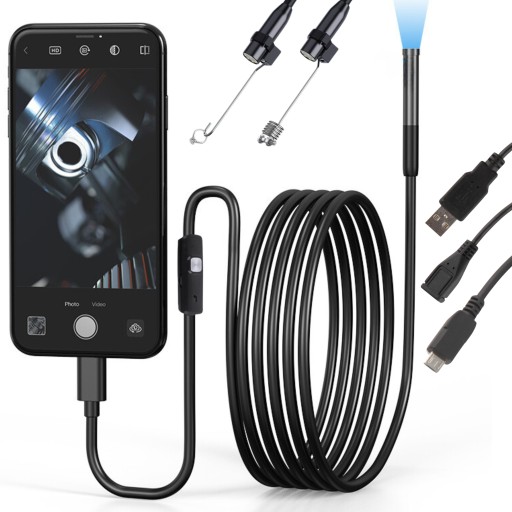 KAMERA INSPEKCYJNA WARSZTATOWA ENDOSKOP WIFI micro USB ANDROID IP67 5M 8mm