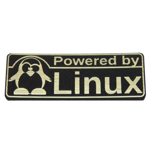 Naklejka Emblemat POWERED BY LINUX złota 40x15mm