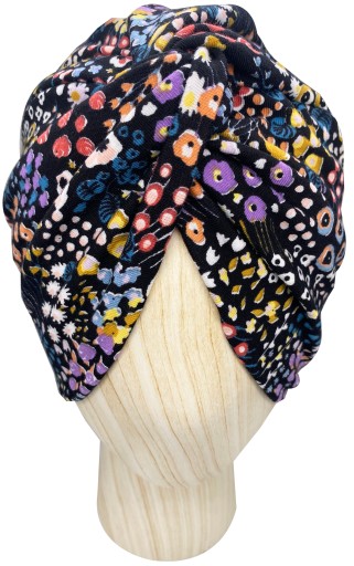 Czapka Turban Twist CIENKI jersey Drobne Kwiatki