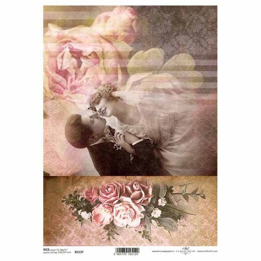 Papier ryżowy do decoupage R1537 retro młoda para