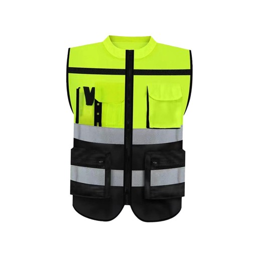 Kamizelka odblaskowa Wygodna z kieszeniami Odblaskowa, zielona XXXL