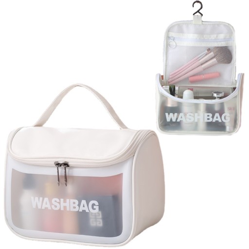 POJEMNA KOSMETYCZKA PODRÓŻNA NA KOSMETYKI WODOODPORNA WASHBAG KUFEREK BIAŁY
