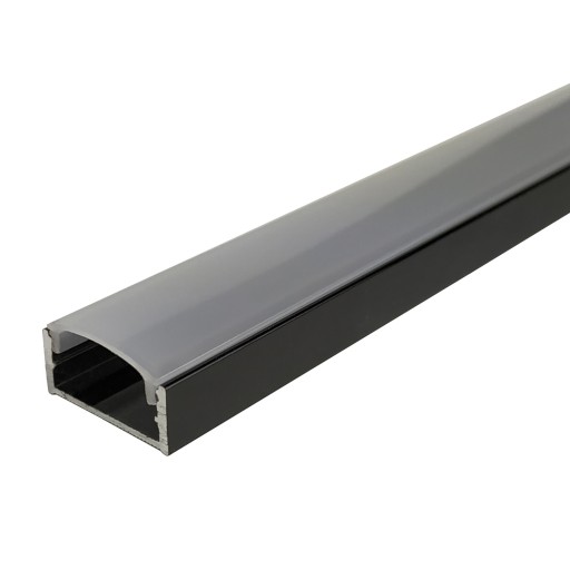 Nakładany płaski PROFIL LED + KLOSZ 2m - CZARNY