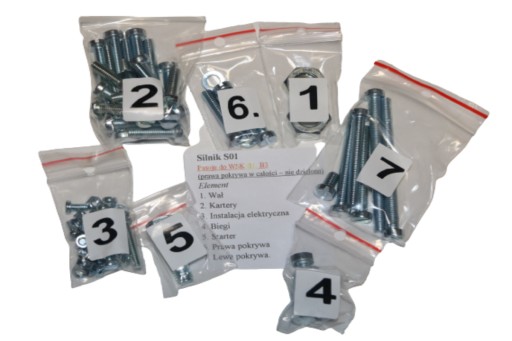 KOMPLET ŚRUB SILNIKA DO WSK 125 B1 B3 DOPASOWANE