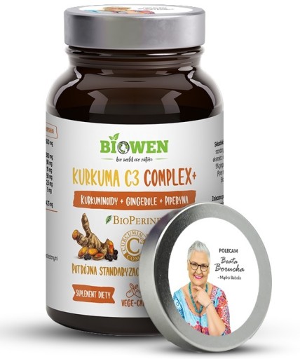 KURKUMA + IMBIR + PIPERINA C3 COMPLEX 98% kurkuminoidów BIOWEN ODPORNOŚĆ