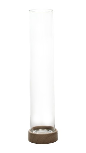 Wazon szklany CYLINDER TUBA h50 d10 z podstawką drewnianą