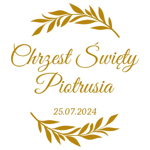 naklejka Chrzest Święty Twoje imię data ok. 45x40