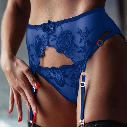 Plus Size Embroidery Mesh Transparent Garter Belt