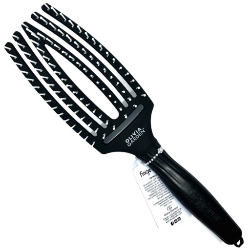 Szczotka Olivia Garden Fingerbrush czarna Medium Black Ionic Nylon