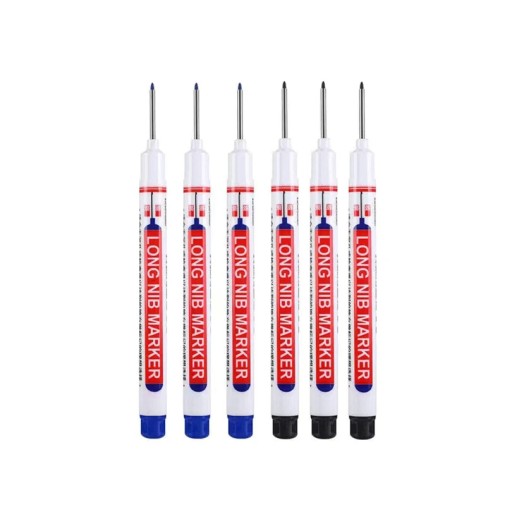 LOLEDE 6Pcs/set Red/black/blue Ink Long Head Markers Woodworking