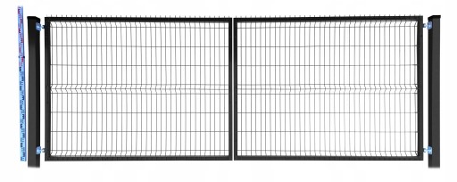 BRAMA 150cm czarna PANELOWA dwa SŁUPKI RAL9005 dwuskrzydłowa 153cm