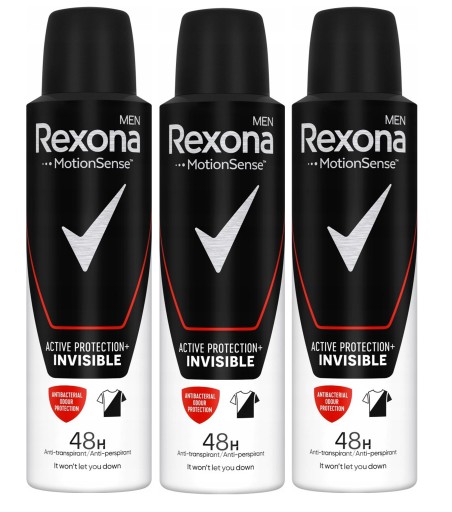 Rexona Men Antyperspirant Active Protection+ Invisible Spray 3 x 150 ml