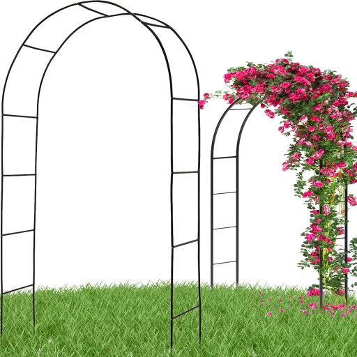 PERGOLA OGRODOWA METALOWA ŁUK 240 CM NA PNĄCZA KWIATY KOLUMNA + KOTWY